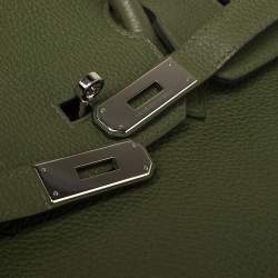 Hermes Vert Pelouse Togo Leather Palladium Finished Birkin 35 Bag