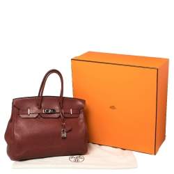 Pre Owned Hermes Rubis Togo Leather Palladium Finished Birkin 35 Bag