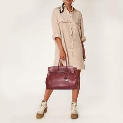 Pre Owned Hermes Rubis Togo Leather Palladium Finished Birkin 35 Bag