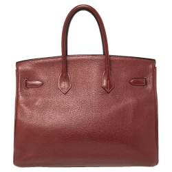 Pre Owned Hermes Rubis Togo Leather Palladium Finished Birkin 35 Bag