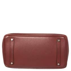 Pre Owned Hermes Rubis Togo Leather Palladium Finished Birkin 35 Bag