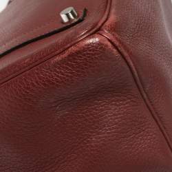 Pre Owned Hermes Rubis Togo Leather Palladium Finished Birkin 35 Bag