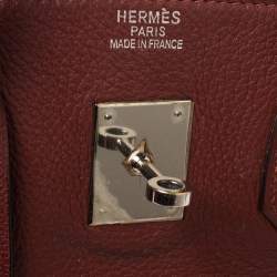 Pre Owned Hermes Rubis Togo Leather Palladium Finished Birkin 35 Bag