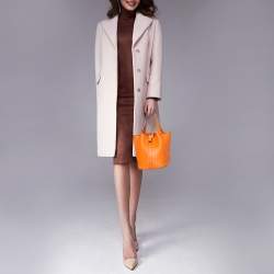 Pre Owned Hermes Orange Togo Leather Lock Picotin PM Bag