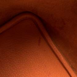 Pre Owned Hermes Orange Togo Leather Lock Picotin PM Bag