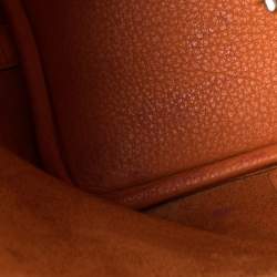 Pre Owned Hermes Orange Togo Leather Lock Picotin PM Bag
