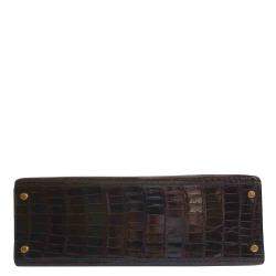 Hermes Brown Porosus Crocodile Leather Gold Hardware Kelly 35 Bag