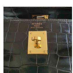 Hermes Brown Porosus Crocodile Leather Gold Hardware Kelly 35 Bag