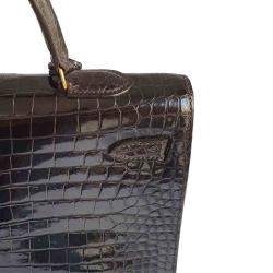 Hermes Brown Porosus Crocodile Leather Gold Hardware Kelly 35 Bag