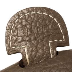 Pre Owned Hermes Etoupe Grey Taurillon Clemence Leather Evelyne III PM Bag