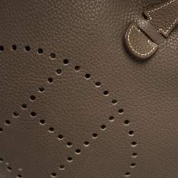 Pre Owned Hermes Etoupe Grey Taurillon Clemence Leather Evelyne III PM Bag