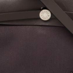 Pre Owned Hermes Cacao/Prune Canvas and Leather Herbag Zip 31 Bag
