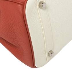 Pre Owned Hermes Rouge Pivoine Craie Clemence Leather Palladium Finished Birkin 30 Bag