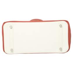 Pre Owned Hermes Rouge Pivoine Craie Clemence Leather Palladium Finished Birkin 30 Bag