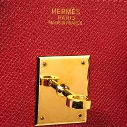 Hermes Rouge Casaque Epsom Leather Gold Finish Birkin 30 Bag