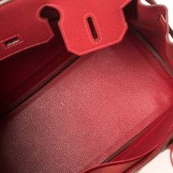 Hermes Rouge Casaque Epsom Leather Gold Finish Birkin 30 Bag