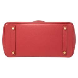 Hermes Rouge Casaque Epsom Leather Gold Finish Birkin 30 Bag