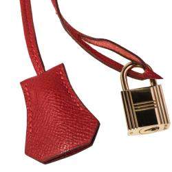 Hermes Rouge Casaque Epsom Leather Gold Finish Birkin 30 Bag