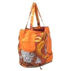 Pre Owned Hermes Baroque Equestrian Print Silky Pop Tote
