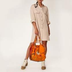 Pre Owned Hermes Baroque Equestrian Print Silky Pop Tote