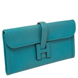 Pre Owned Hermès Blue Paon Swift Leather Elan Jige 29 Clutch