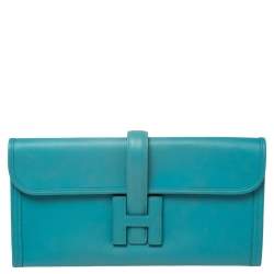 Hermès // 2006 Bleu Paon Jige Elan 29 Clutch – VSP Consignment