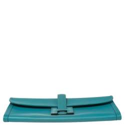 Pre Owned Hermès Blue Paon Swift Leather Elan Jige 29 Clutch