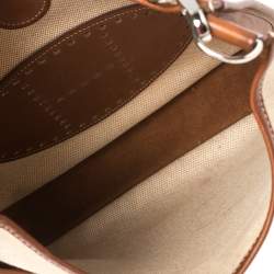 Pre Owned Hermes Natural Barenia Leather and Toile Canvas Evelyne II PM Bag