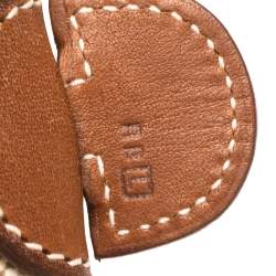 Pre Owned Hermes Natural Barenia Leather and Toile Canvas Evelyne II PM Bag