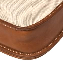 Pre Owned Hermes Natural Barenia Leather and Toile Canvas Evelyne II PM Bag