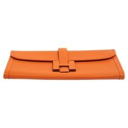 مملوكة مسبقًا Hermes Orange Epsom Leather Elan Jige 29 Clutch
