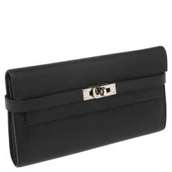 Hermes Black Epsom Leather Long Kelly Wallet