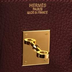 Hermes Rouge H Fjord Leather Gold Finished Birkin 35 Bag