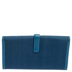 Pre Owned Hermes Bleu Mykonos Crinoline And Swift Leather Jige 29 Clutch