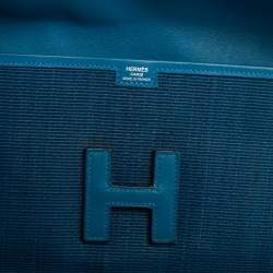 Pre Owned Hermes Bleu Mykonos Crinoline And Swift Leather Jige 29 Clutch