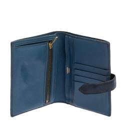 Pre Owned Hermes Bleu Iris Ostrich Bearn Compact Wallet