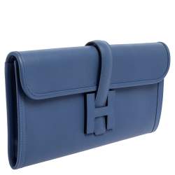Pre Owned Hermès Bleu Agate Swift Leather Elan Jige 29 Clutch