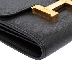 Pre Owned Hermes Noir Epsom Leather Constance Compact Wallet