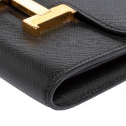 Pre Owned Hermes Noir Epsom Leather Constance Compact Wallet