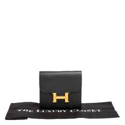 Pre Owned Hermes Noir Epsom Leather Constance Compact Wallet
