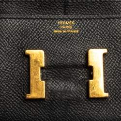 Pre Owned Hermes Noir Epsom Leather Constance Compact Wallet