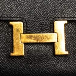 Pre Owned Hermes Noir Epsom Leather Constance Compact Wallet
