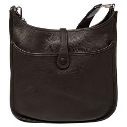 Pre Owned Hermes Cacao Togo Leather Evelyne III PM Bag