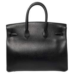 Hermes Black Taurillon Clemence Leather Gold Finished Birkin 35 Bag