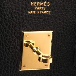 Hermes Black Taurillon Clemence Leather Gold Finished Birkin 35 Bag