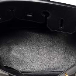 Hermes Black Taurillon Clemence Leather Gold Finished Birkin 35 Bag