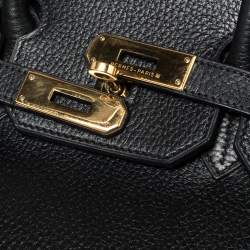 Hermes Black Taurillon Clemence Leather Gold Finished Birkin 35 Bag
