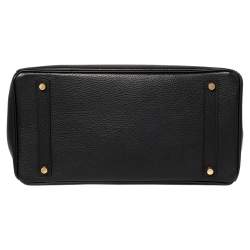 Hermes Black Taurillon Clemence Leather Gold Finished Birkin 35 Bag