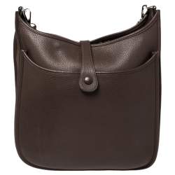 Pre Owned Hermes Cacao Togo Leather Evelyne III GM Bag
