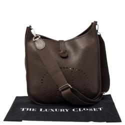 Pre Owned Hermes Cacao Togo Leather Evelyne III GM Bag